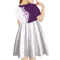 Hawaii Hibiscus Flowers Kid Short Sleeve Dress Purple Polynesian Pattern LT05 - Polynesian Pride