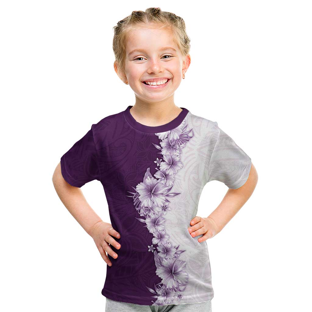Hawaii Hibiscus Flowers Kid T Shirt Purple Polynesian Pattern LT05 Purple - Polynesian Pride