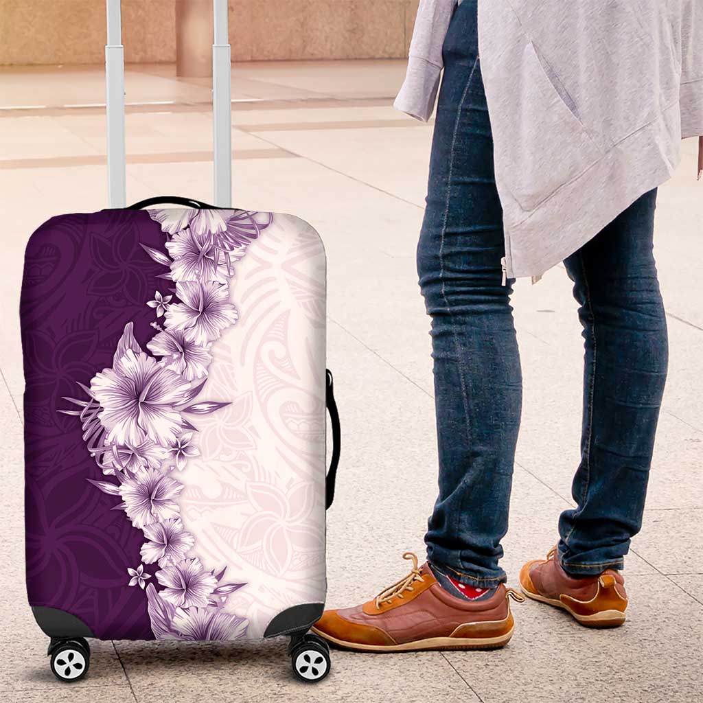Hawaii Hibiscus Flowers Luggage Cover Purple Polynesian Pattern LT05 Purple - Polynesian Pride
