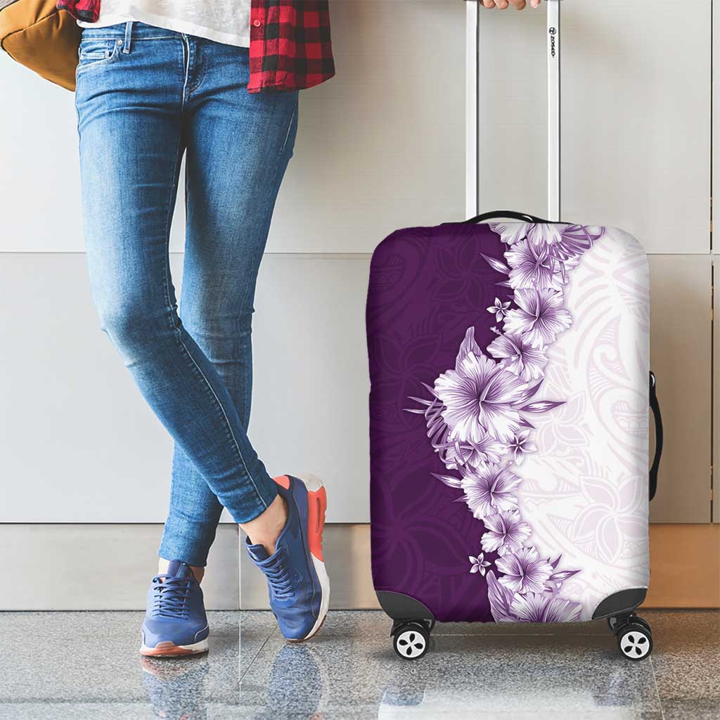 Hawaii Hibiscus Flowers Luggage Cover Purple Polynesian Pattern LT05 - Polynesian Pride