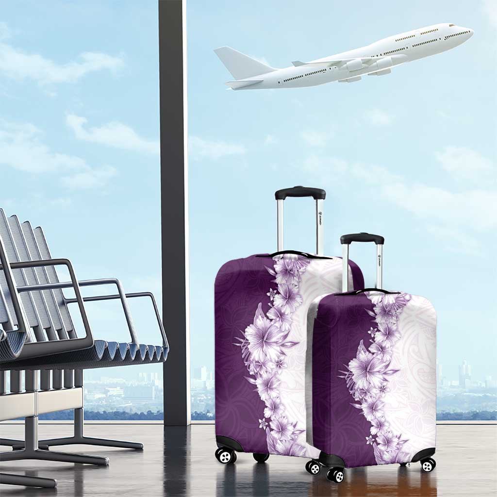 Hawaii Hibiscus Flowers Luggage Cover Purple Polynesian Pattern LT05 - Polynesian Pride