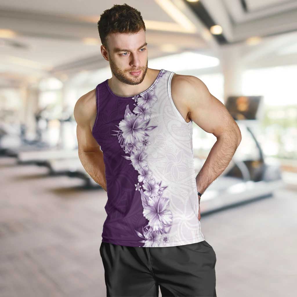 Hawaii Hibiscus Flowers Men Tank Top Purple Polynesian Pattern LT05 Purple - Polynesian Pride