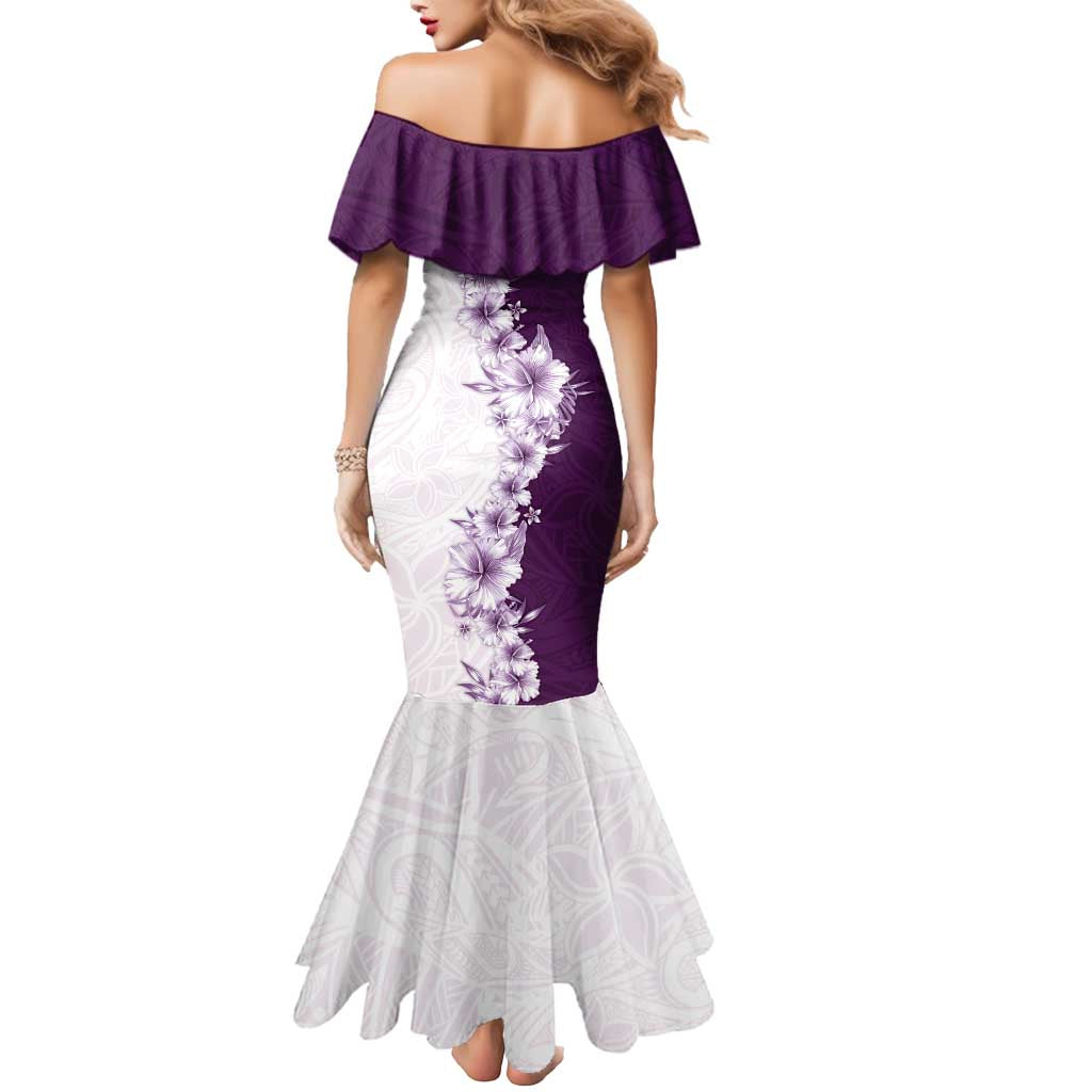 Hawaii Hibiscus Flowers Mermaid Dress Purple Polynesian Pattern LT05 - Polynesian Pride