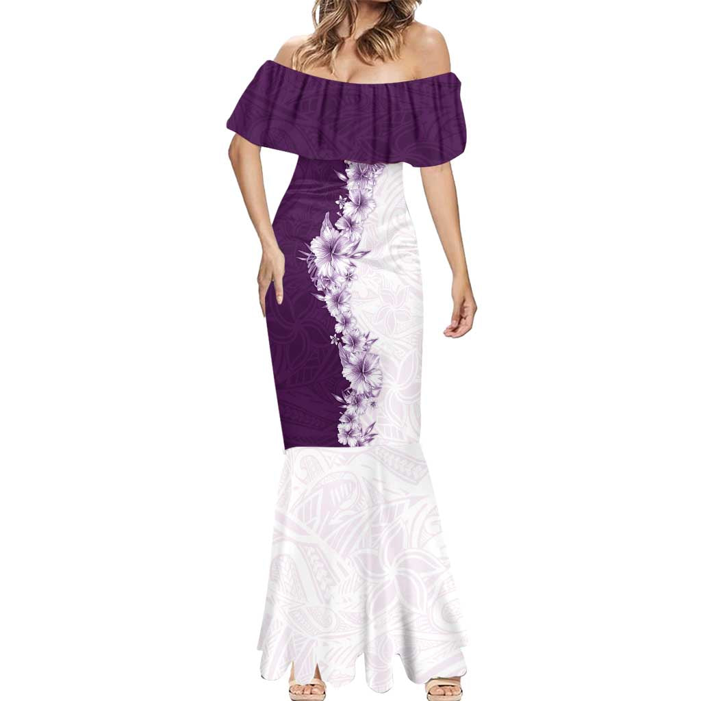 Hawaii Hibiscus Flowers Mermaid Dress Purple Polynesian Pattern LT05 - Polynesian Pride