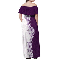 Hawaii Hibiscus Flowers Off Shoulder Maxi Dress Purple Polynesian Pattern LT05 - Polynesian Pride