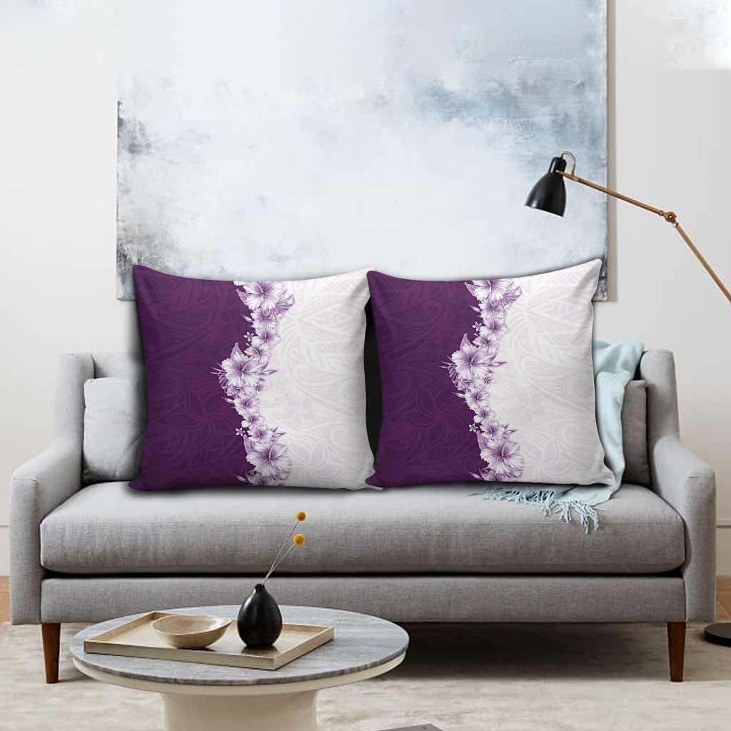 Hawaii Hibiscus Flowers Pillow Cover Purple Polynesian Pattern LT05 - Polynesian Pride