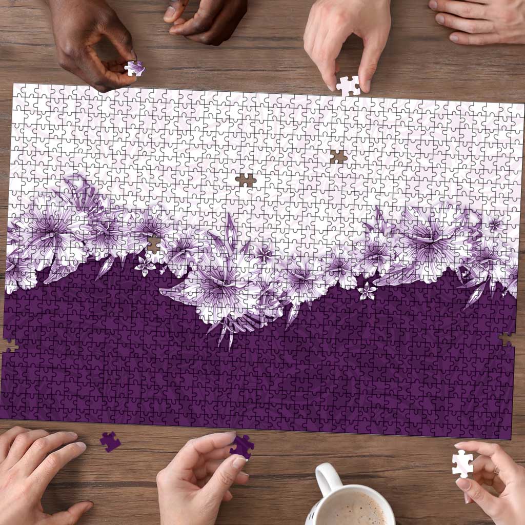 Hawaii Hibiscus Flowers Puzzle Purple Polynesian Pattern LT05 - Polynesian Pride