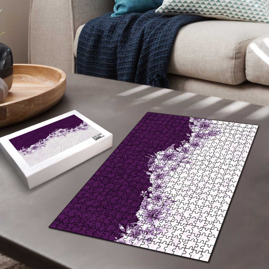 Hawaii Hibiscus Flowers Puzzle Purple Polynesian Pattern LT05 - Polynesian Pride