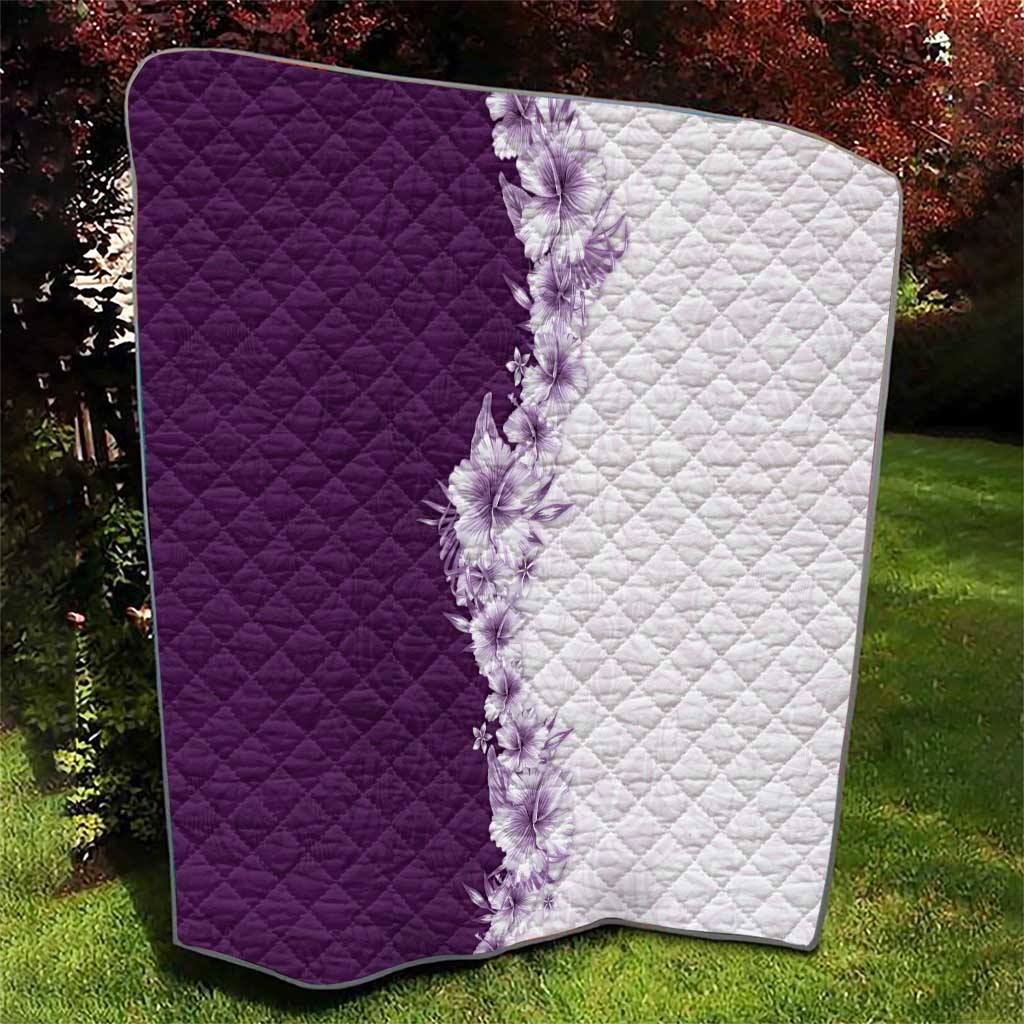 Hawaii Hibiscus Flowers Quilt Purple Polynesian Pattern