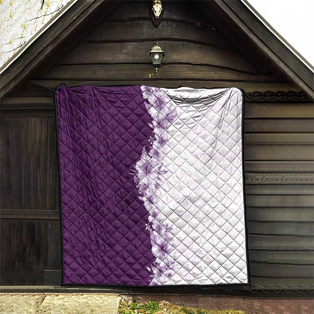Hawaii Hibiscus Flowers Quilt Purple Polynesian Pattern