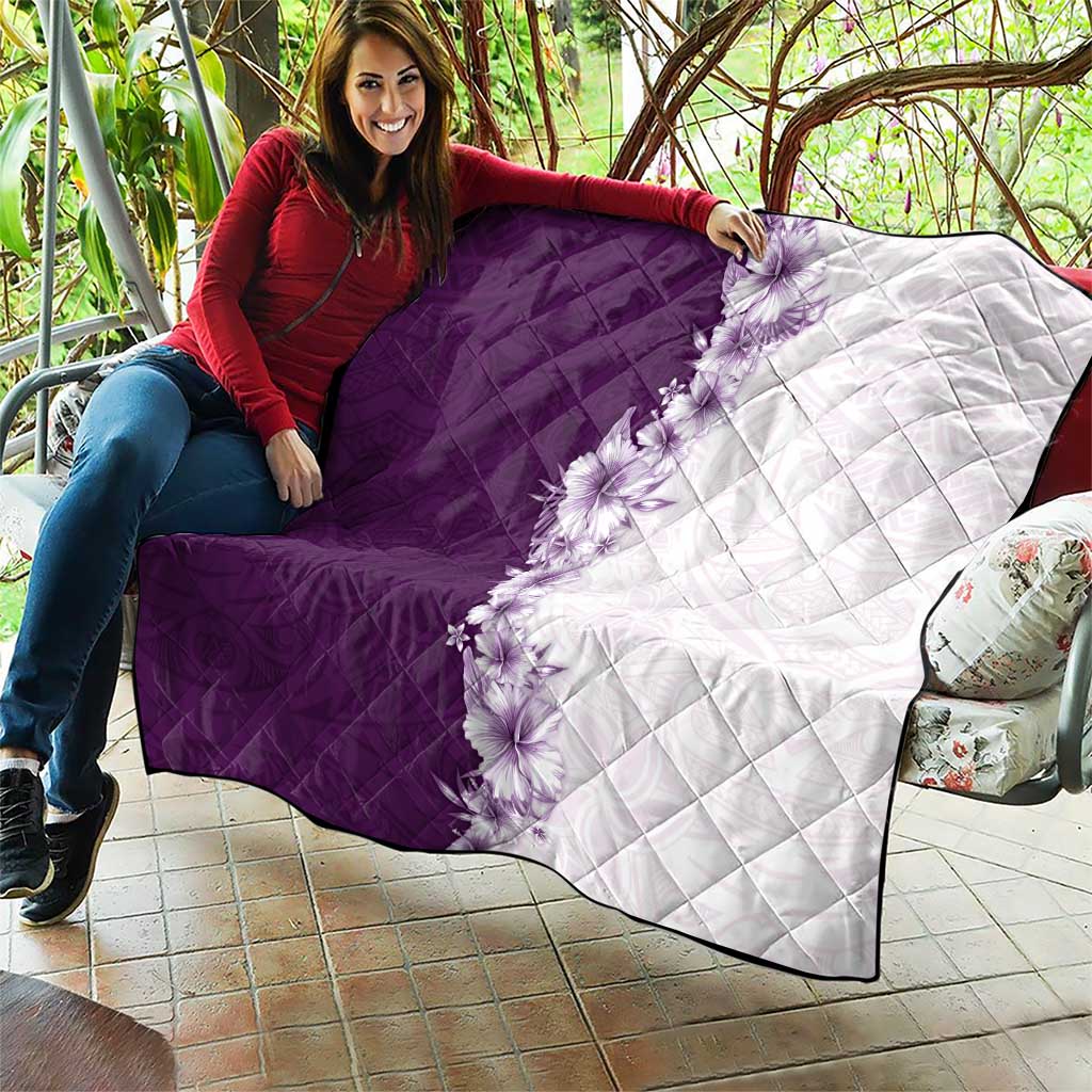Hawaii Hibiscus Flowers Quilt Purple Polynesian Pattern