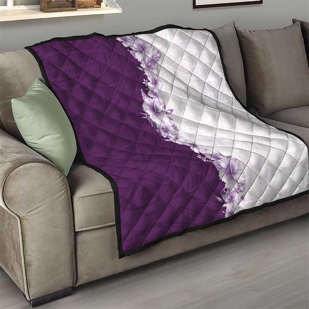 Hawaii Hibiscus Flowers Quilt Purple Polynesian Pattern