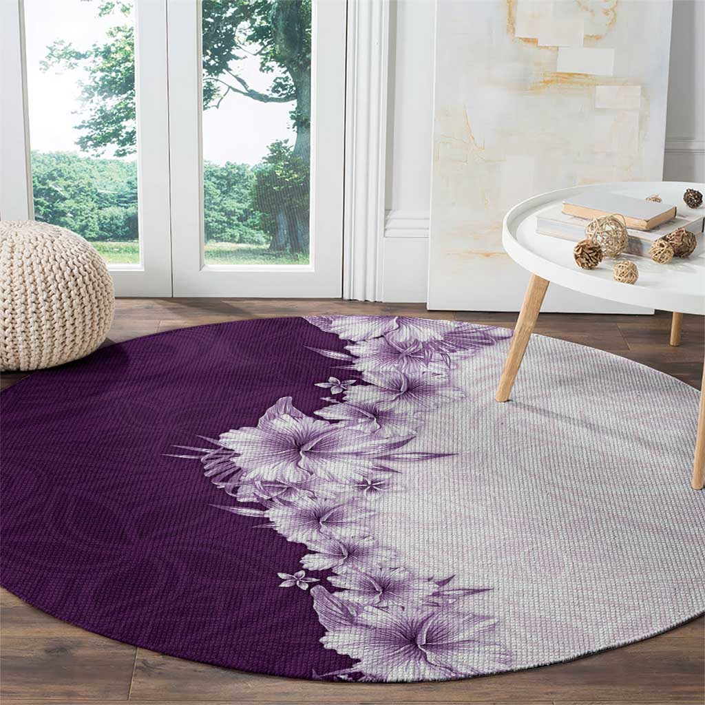Hawaii Hibiscus Flowers Round Carpet Purple Polynesian Pattern LT05 - Polynesian Pride