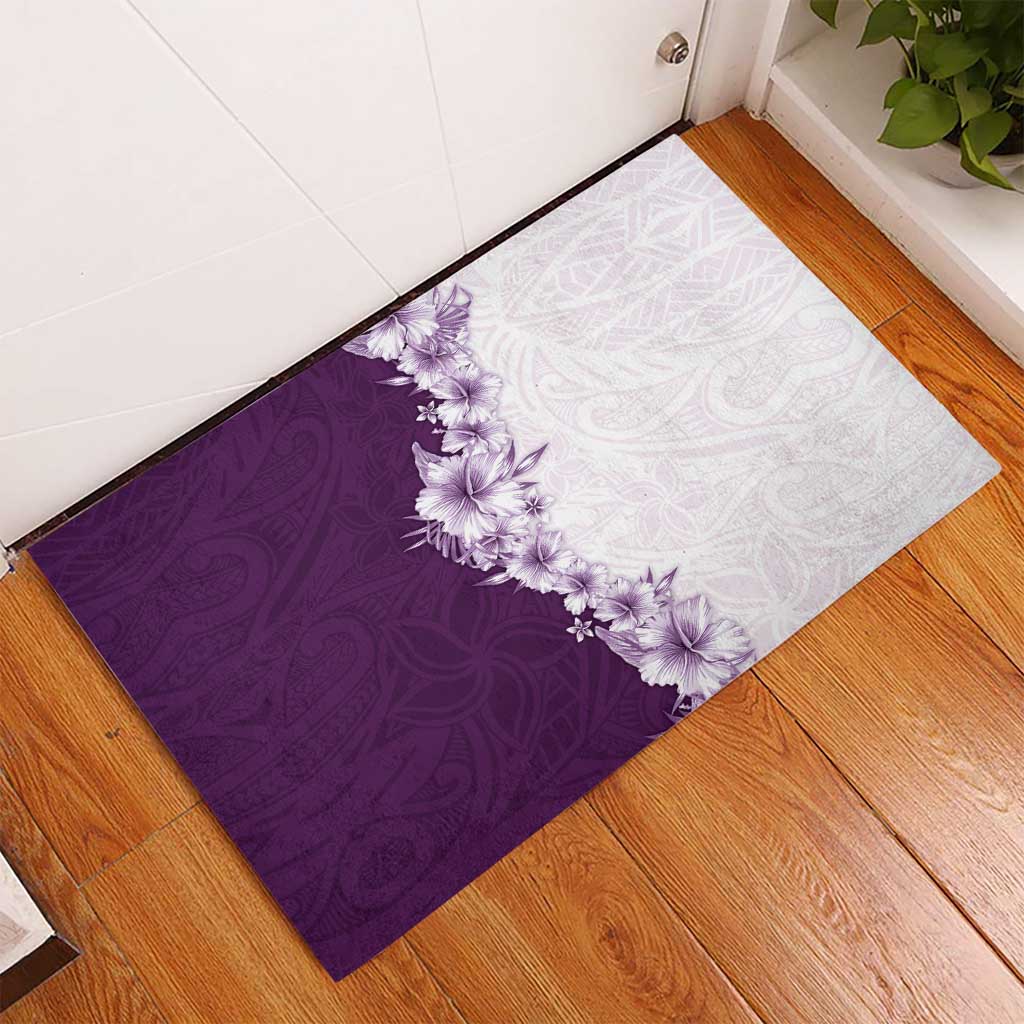 Hawaii Hibiscus Flowers Rubber Doormat Purple Polynesian Pattern LT05 - Polynesian Pride