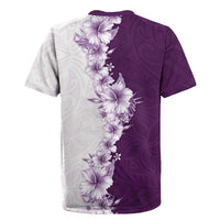 Hawaii Hibiscus Flowers Rugby Jersey Purple Polynesian Pattern