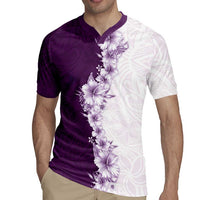 Hawaii Hibiscus Flowers Rugby Jersey Purple Polynesian Pattern