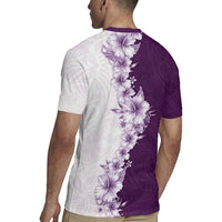 Hawaii Hibiscus Flowers Rugby Jersey Purple Polynesian Pattern
