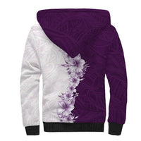 Hawaii Hibiscus Flowers Sherpa Hoodie Purple Polynesian Pattern LT05 - Polynesian Pride