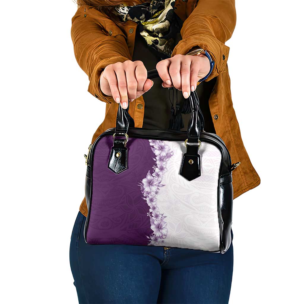 Hawaii Hibiscus Flowers Shoulder Handbag Purple Polynesian Pattern LT05 One Size Purple - Polynesian Pride