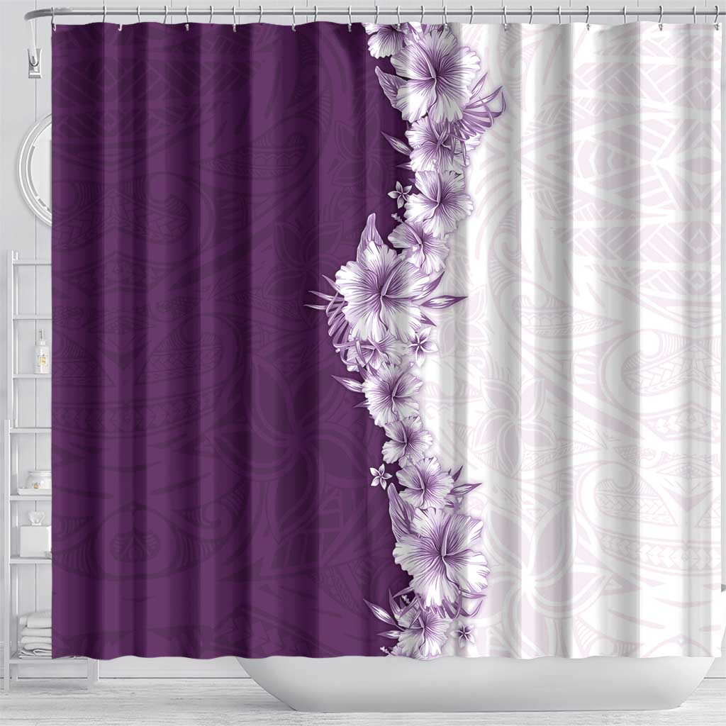 Hawaii Hibiscus Flowers Shower Curtain Purple Polynesian Pattern LT05 - Polynesian Pride
