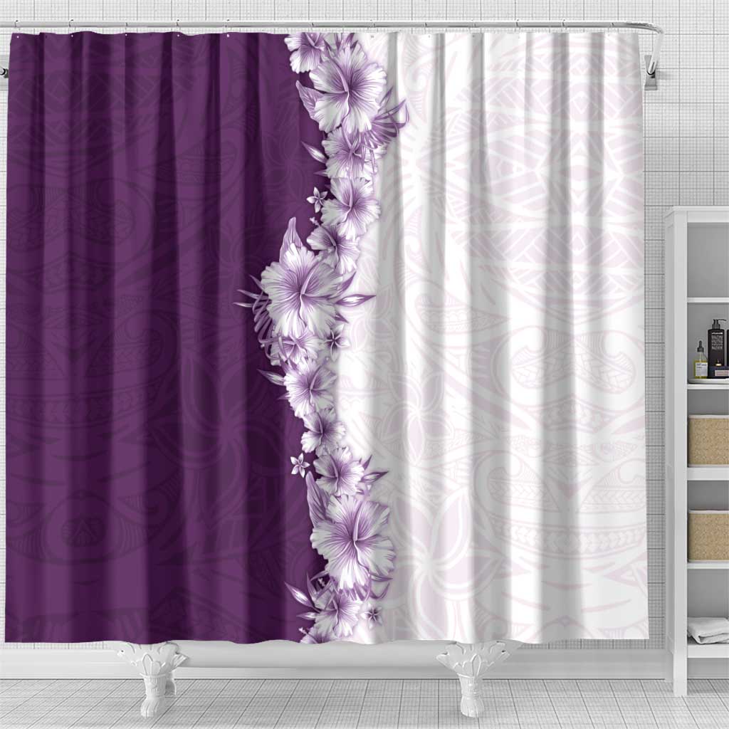Hawaii Hibiscus Flowers Shower Curtain Purple Polynesian Pattern LT05 - Polynesian Pride