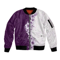 Hawaii Hibiscus Flowers Sleeve Zip Bomber Jacket Purple Polynesian Pattern LT05 Unisex Purple - Polynesian Pride