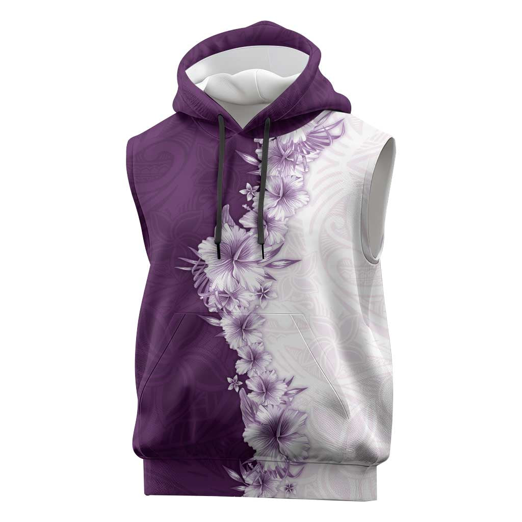Hawaii Hibiscus Flowers Sleeveless Hoodie Purple Polynesian Pattern LT05 Purple - Polynesian Pride