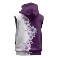 Hawaii Hibiscus Flowers Sleeveless Hoodie Purple Polynesian Pattern LT05 - Polynesian Pride