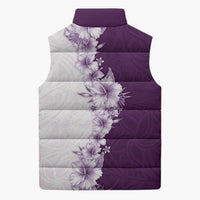 Hawaii Hibiscus Flowers Sleeveless Puffer Jacket Purple Polynesian Pattern LT05 - Polynesian Pride