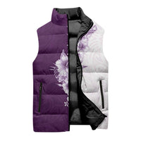 Hawaii Hibiscus Flowers Sleeveless Puffer Jacket Purple Polynesian Pattern LT05 - Polynesian Pride