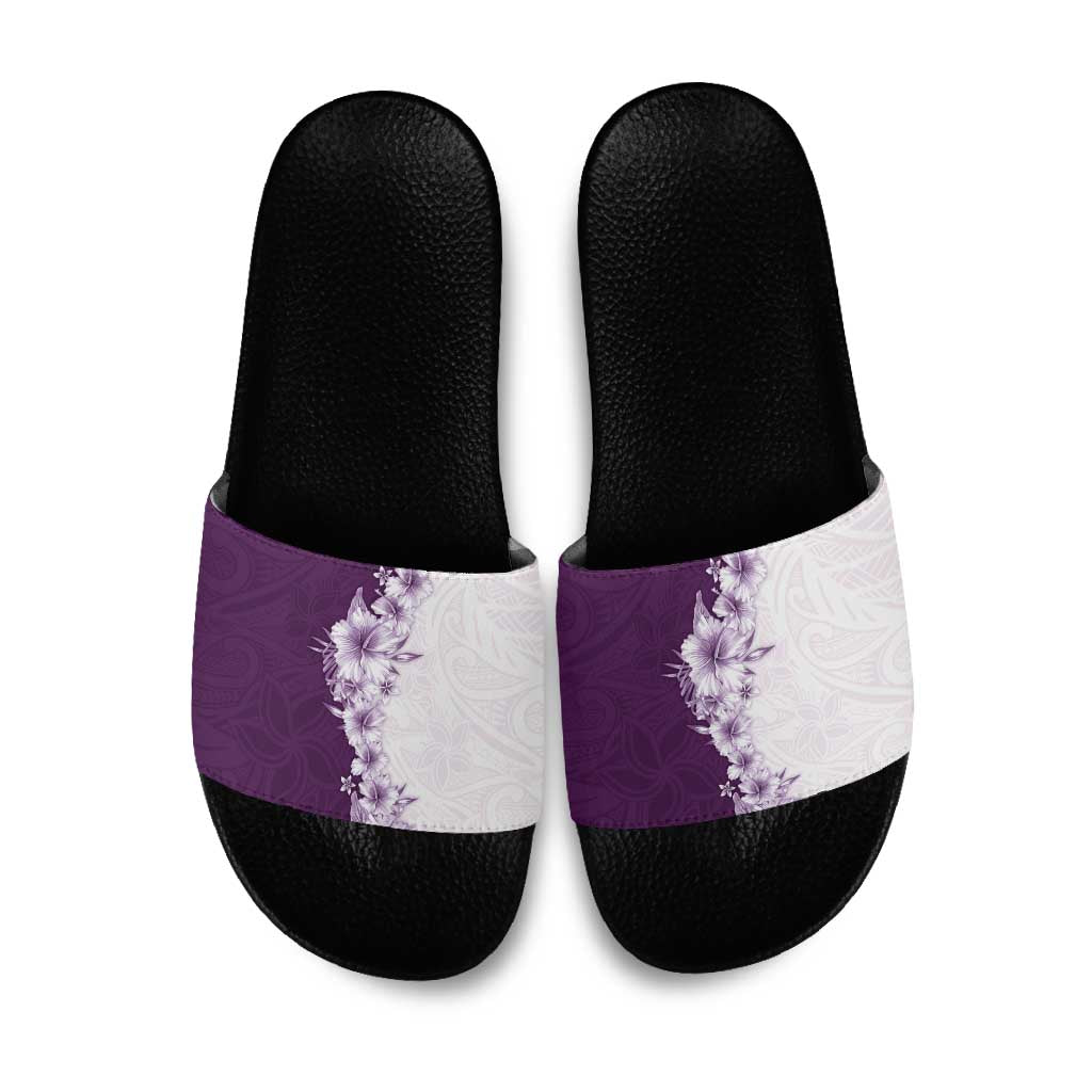 Hawaii Hibiscus Flowers Slide Sandals Purple Polynesian Pattern LT05 Purple - Polynesian Pride