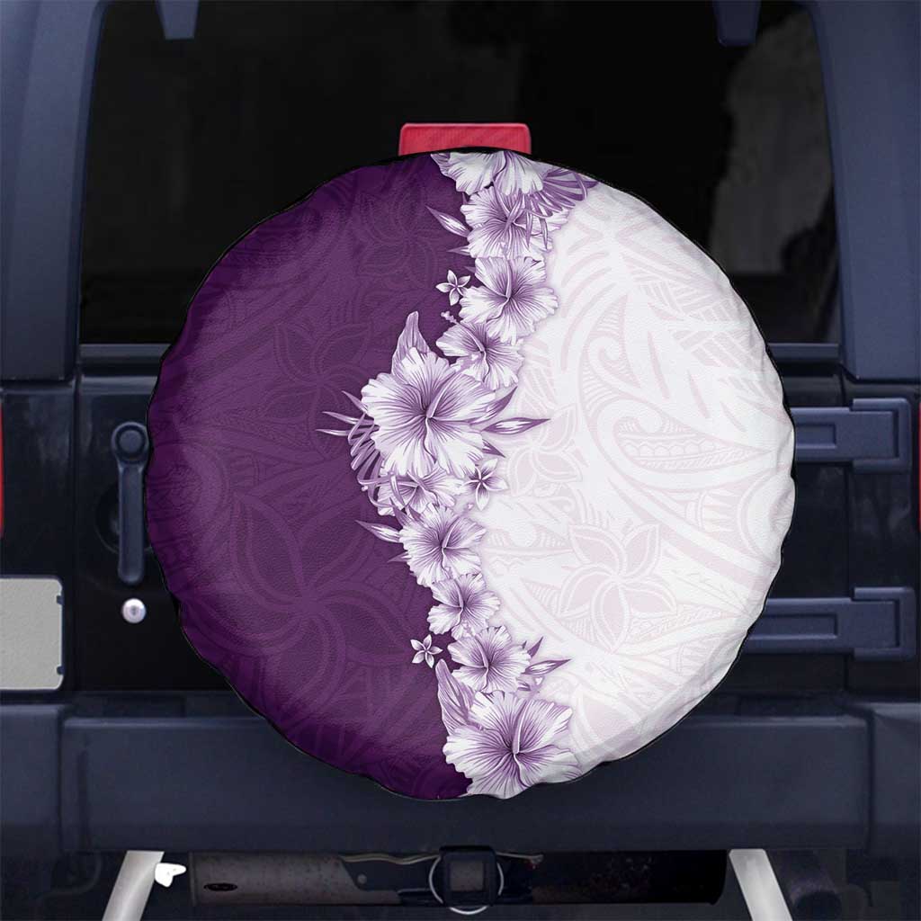 Hawaii Hibiscus Flowers Spare Tire Cover Purple Polynesian Pattern LT05 No hole Purple - Polynesian Pride