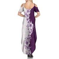 Hawaii Hibiscus Flowers Summer Maxi Dress Purple Polynesian Pattern LT05 - Polynesian Pride