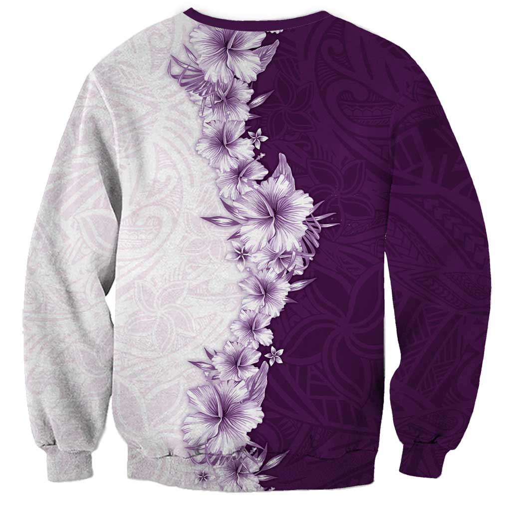 Hawaii Hibiscus Flowers Sweatshirt Purple Polynesian Pattern LT05 - Polynesian Pride