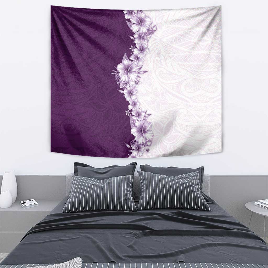 Hawaii Hibiscus Flowers Tapestry Purple Polynesian Pattern LT05 - Polynesian Pride