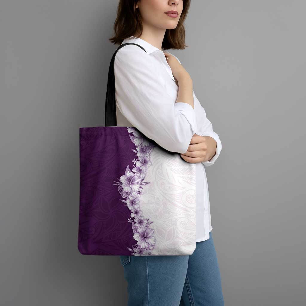 Hawaii Hibiscus Flowers Tote Bag Purple Polynesian Pattern LT05 - Polynesian Pride