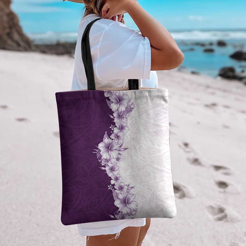 Hawaii Hibiscus Flowers Tote Bag Purple Polynesian Pattern LT05 - Polynesian Pride