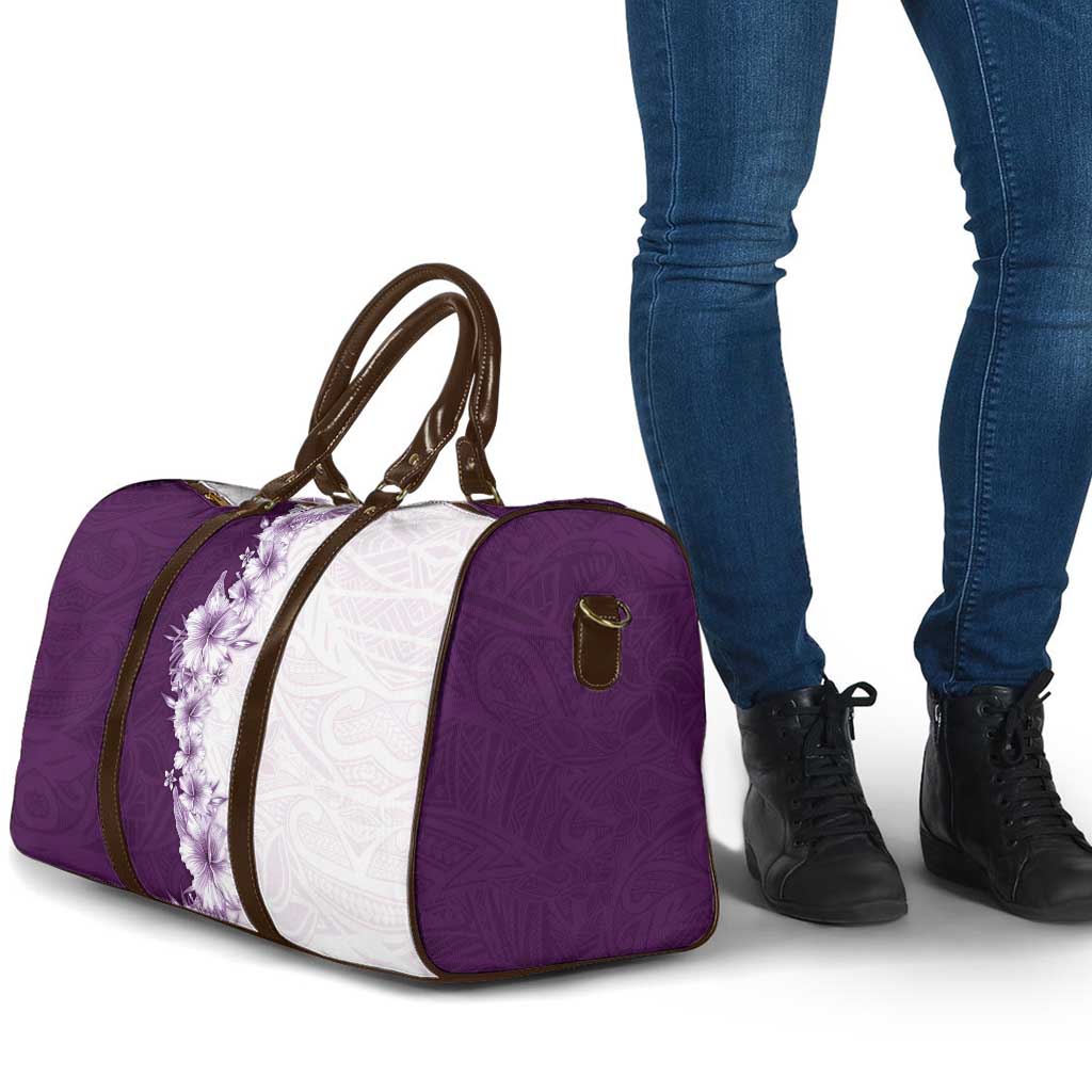 Hawaii Hibiscus Flowers Travel Bag Purple Polynesian Pattern