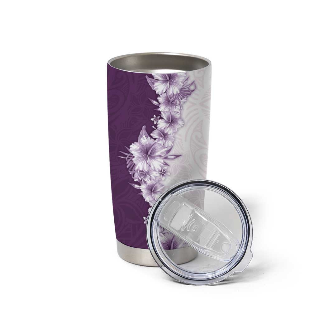 Hawaii Hibiscus Flowers Tumbler Cup Purple Polynesian Pattern LT05 - Polynesian Pride