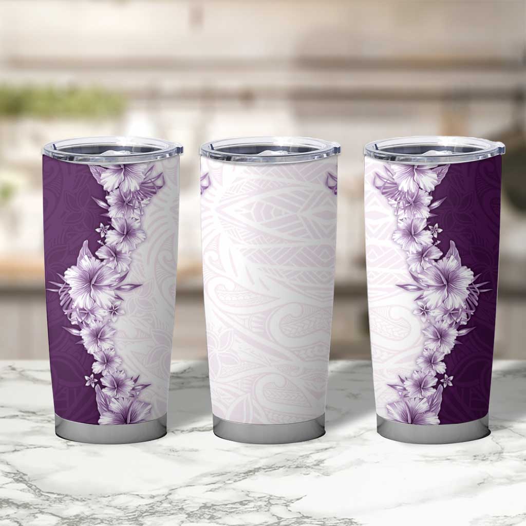 Hawaii Hibiscus Flowers Tumbler Cup Purple Polynesian Pattern LT05 - Polynesian Pride