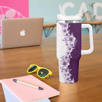 Hawaii Hibiscus Flowers Tumbler With Handle Purple Polynesian Pattern LT05 - Polynesian Pride