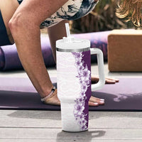 Hawaii Hibiscus Flowers Tumbler With Handle Purple Polynesian Pattern LT05 - Polynesian Pride