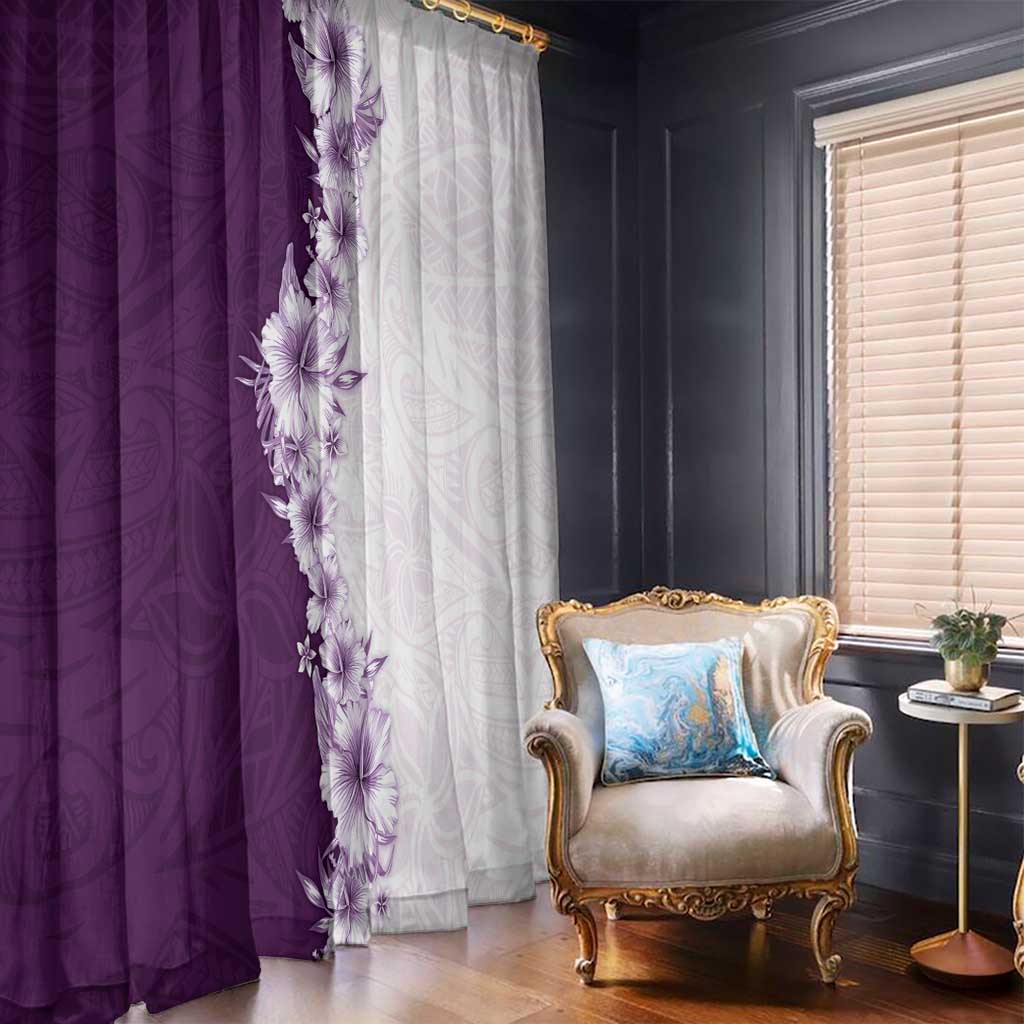 Hawaii Hibiscus Flowers Window Curtain Purple Polynesian Pattern LT05 - Polynesian Pride