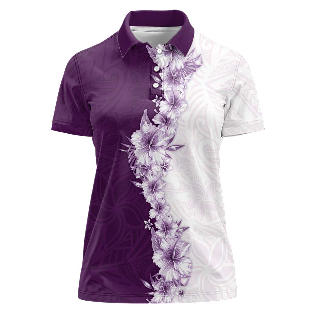 Hawaii Hibiscus Flowers Women Polo Shirt Purple Polynesian Pattern LT05 Female Purple - Polynesian Pride