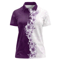 Hawaii Hibiscus Flowers Women Polo Shirt Purple Polynesian Pattern LT05 Female Purple - Polynesian Pride