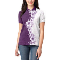 Hawaii Hibiscus Flowers Women Polo Shirt Purple Polynesian Pattern LT05 - Polynesian Pride