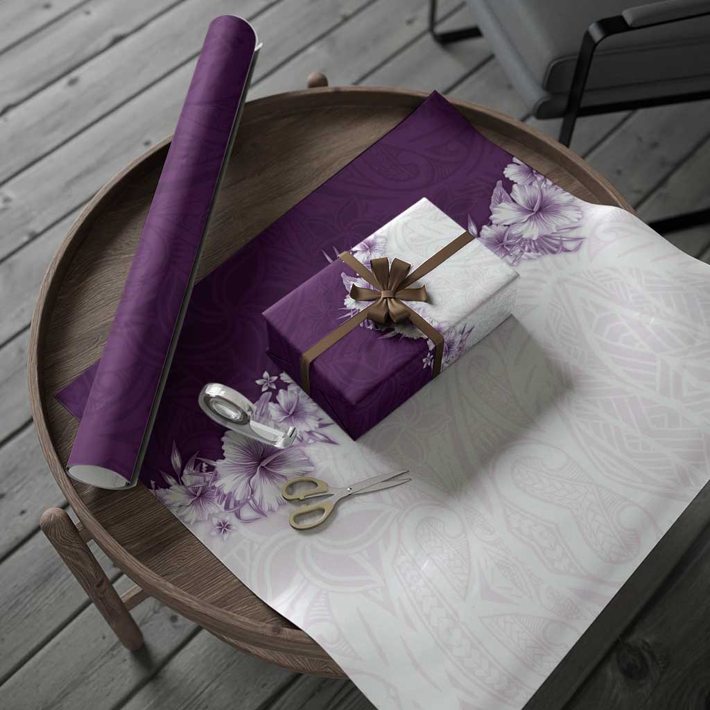 Hawaii Hibiscus Flowers Wrapping Paper Purple Polynesian Pattern LT05 - Polynesian Pride