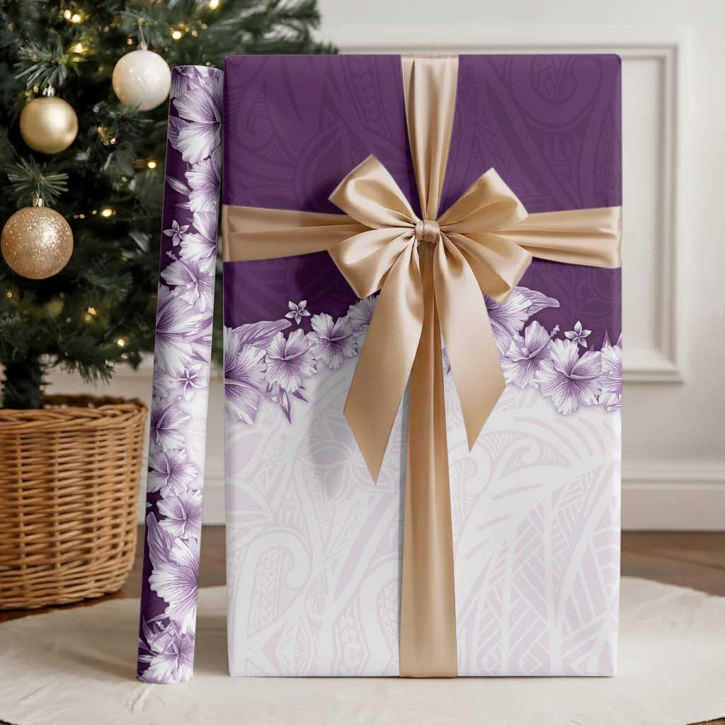 Hawaii Hibiscus Flowers Wrapping Paper Purple Polynesian Pattern LT05 - Polynesian Pride