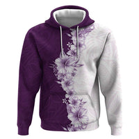 Hawaii Hibiscus Flowers Zip Hoodie Purple Polynesian Pattern LT05 Pullover Hoodie Purple - Polynesian Pride