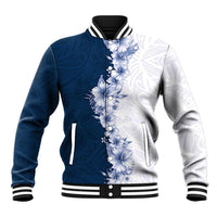 Hawaii Hibiscus Flowers Baseball Jacket Blue Polynesian Pattern LT05 Unisex Blue - Polynesian Pride